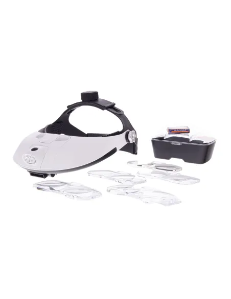 Headband work magnifier with replaceable front lenses|opticraft.eu